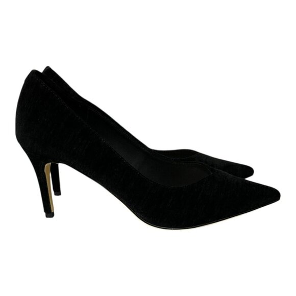 Melyann Shoes - Melyann Throw Black Velvet Pumps Women's 8 Heels Point Toe